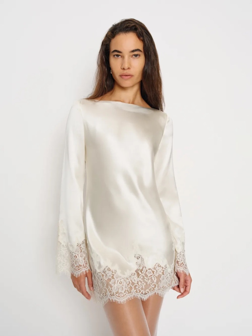 REFORMATION Blanche Silk Dress in Ivory